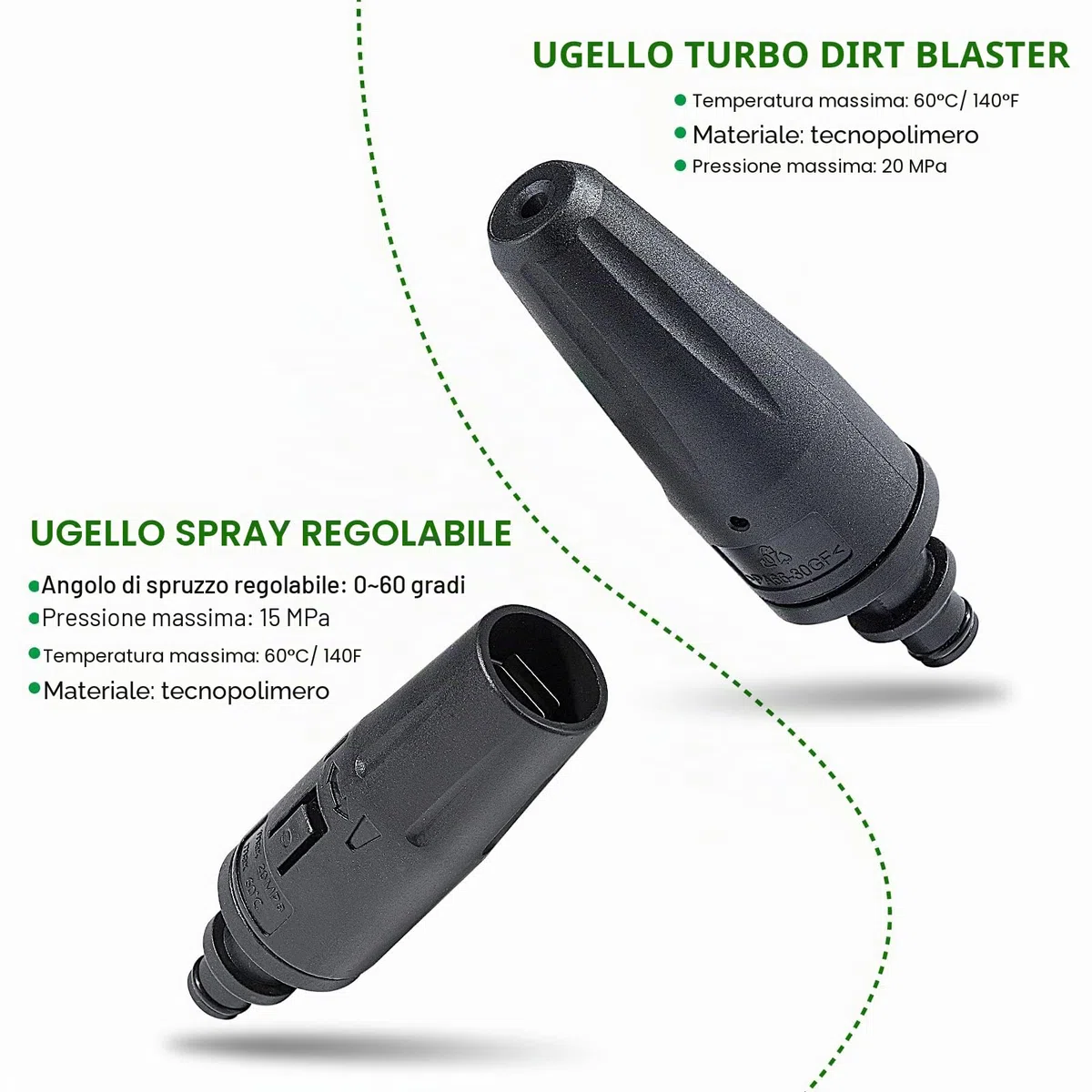 YUET Lancia idropulitrice, Ricambi per Kärcher K2 K3 K4 K5 K6 K7 Serie, con Ugello Turbo Rotante Dirt Blaster e Ugello Spruzzatore Regolabile