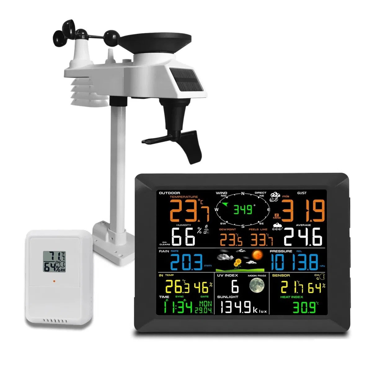 Stazioni Meteorologiche Wireless Display Ampio Da 10 Pollici Termoigrometro For Interni Ed Esterni Pluviometro Velocità Del Supporti A 8 Canali Preciso Veloce Monitoraggio In Tempo Reale