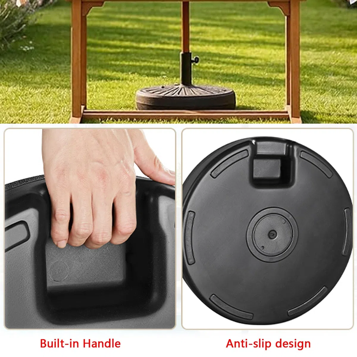 Supporto Base Rotonda, Base For Ombrellone Riempibile, Supporto Esterno | Manopola di regolazione, supporto durevole, for terrazza sul prato e ombrelloni a bordo piscina(Dual knobs)