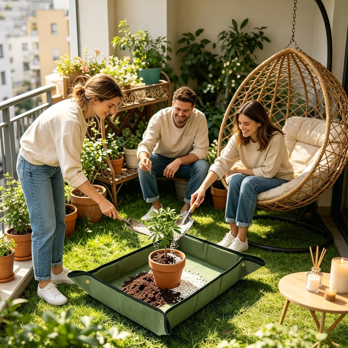 Tappetino Per Piante Portatile, , impermeabile e pieghevole | Tappeto da giardinaggio per trapianto di piante Adatto A Giardino Cortile Patio Balcone Prato Casa Dormitorio Appartamento