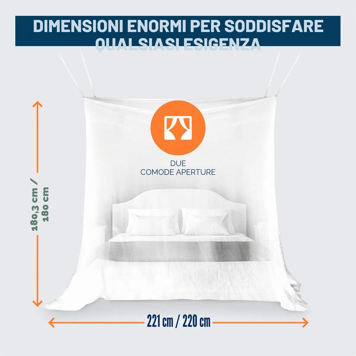MEKKAPRO Zanzariera King Extra Large da Letto, Adatta a King Queen e Twin, Rete a Due Aperture | Tende da Letto a Baldacchino, Zanzariera Bianca