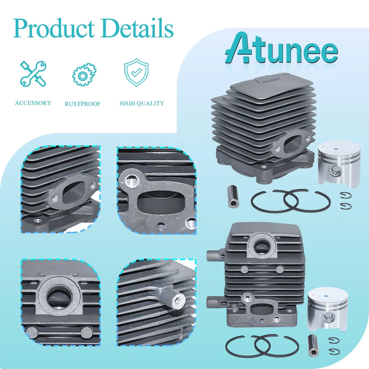 Kit silenziatore di Scarico pistone Cilindro 34 mm per Stihl FS75 FS80 FS85 FC75 FC85 Trimmer Sostituire 4137-140-0603, 4137 020 1202, 4137 020 1201