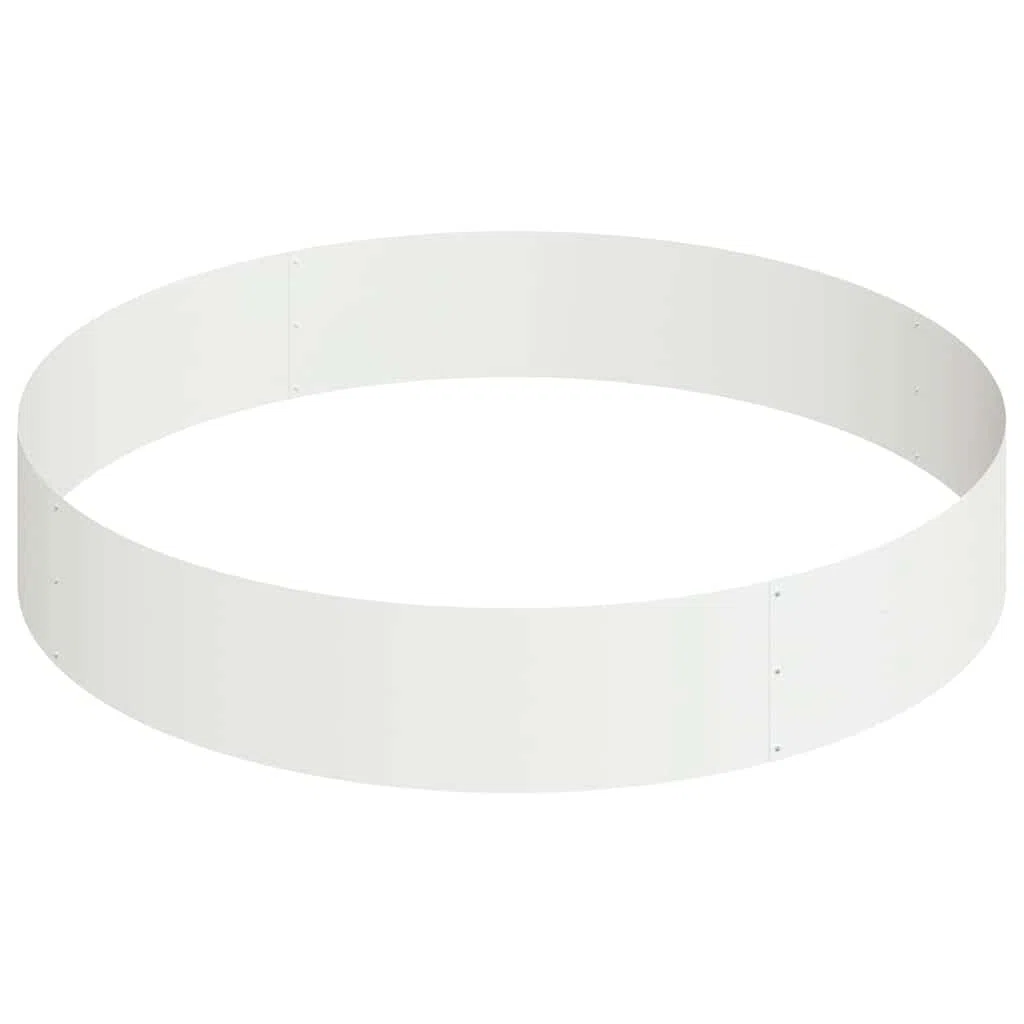 Aiuola rialzata rotonda in acciaio, 120 x 120 x 20 cm, vaso per piante, bianco, da giardino | Robusto vaso rotondo in acciaio laminato a freddo per terrazza e giardino, ideale per erbe e fiori.