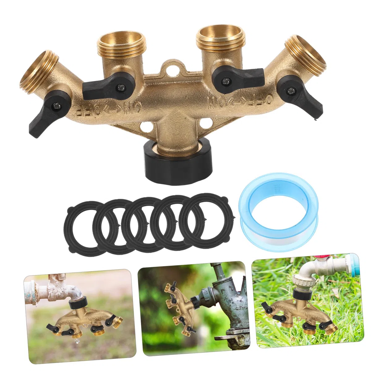 DOITOOL 4 Set Di Divisori Per Tubi Flessibili Da Esterno Divisori Per Rubinetti Da Giardino Raccordi A Innesto Rapido - Connettore in Ottone