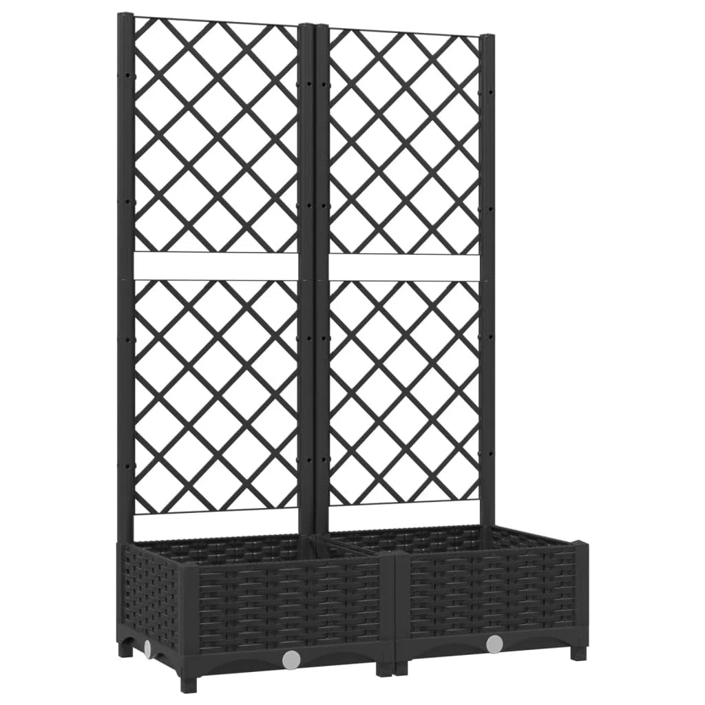 Fioriera da Giardino con Traliccio Nera 80x40x121,5 cm PP,Casa e Giardino,Prato e Giardino,Giardinaggio,Vasi e fioriere,6.42kg-318270