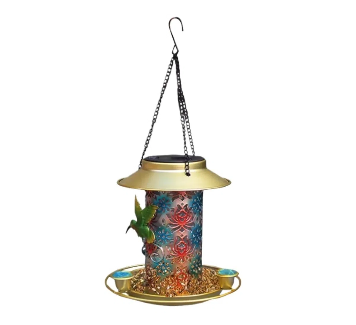 Mangiatoia Uccelli Mangiatoia for Uccelli Solare for Esterni Lanterna da Giardino in Metallo Sospesa con Gancio A S Bird Feeder
