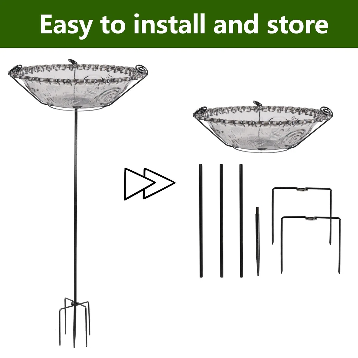 Mangiatoia da giardino solare con contenitore trasparente Costruzione resistente alla corrosione Installazione a senza sforzo Mangiatoia per uccelli in plastica resistente