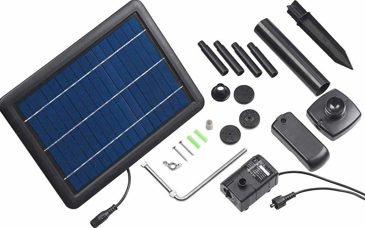 Royal Gardineer Solare Pompa per laghetto: Pompa per laghetti e fontane con Pannello Solare da 4 Watt e Funzionamento a Batteria (Solare Fontana, Solare Pompe per laghetti con Pacco Batteria)