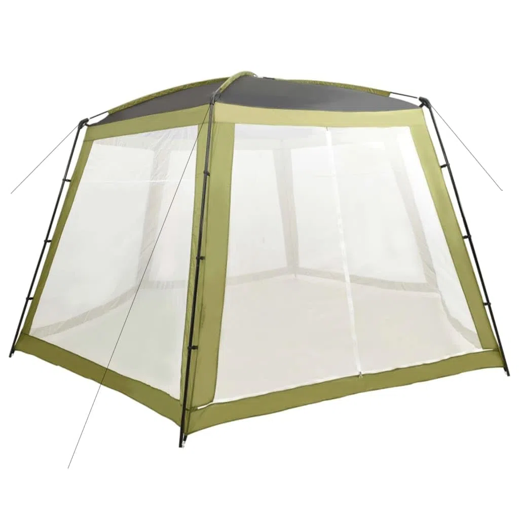 Mangloder - Tenda da piscina in tessuto, 590 x 520 x 250 cm, verde, per piscine, idromassaggio, vasca idromassaggio, piscina fuori terra, resistente ai raggi UV, con pareti laterali in rete e telaio