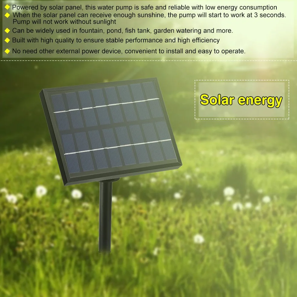 Pompa dell'Acqua a Energia Solare per Laghetto dei Pesci, Voliera, Decorazione da Giardino, Fontana, Piscina