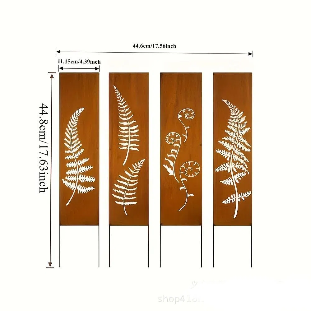Frangivista in metallo, 4 x 11 cm x 44 cm, effetto ruggine per giardino, protezione da sguardi indiscreti, per giardino, in acciaio corten, protezione da sguardi indiscreti