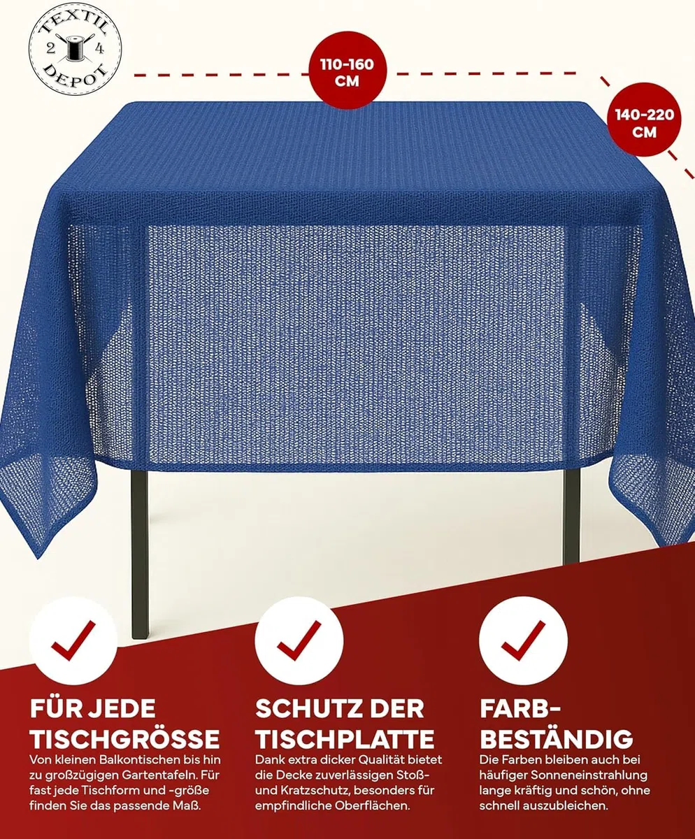 Tovaglia da giardino con orlo, lavabile, per giardino, balcone e terrazza, resistente alle intemperie (Blu, 140 x 180 cm ovale)