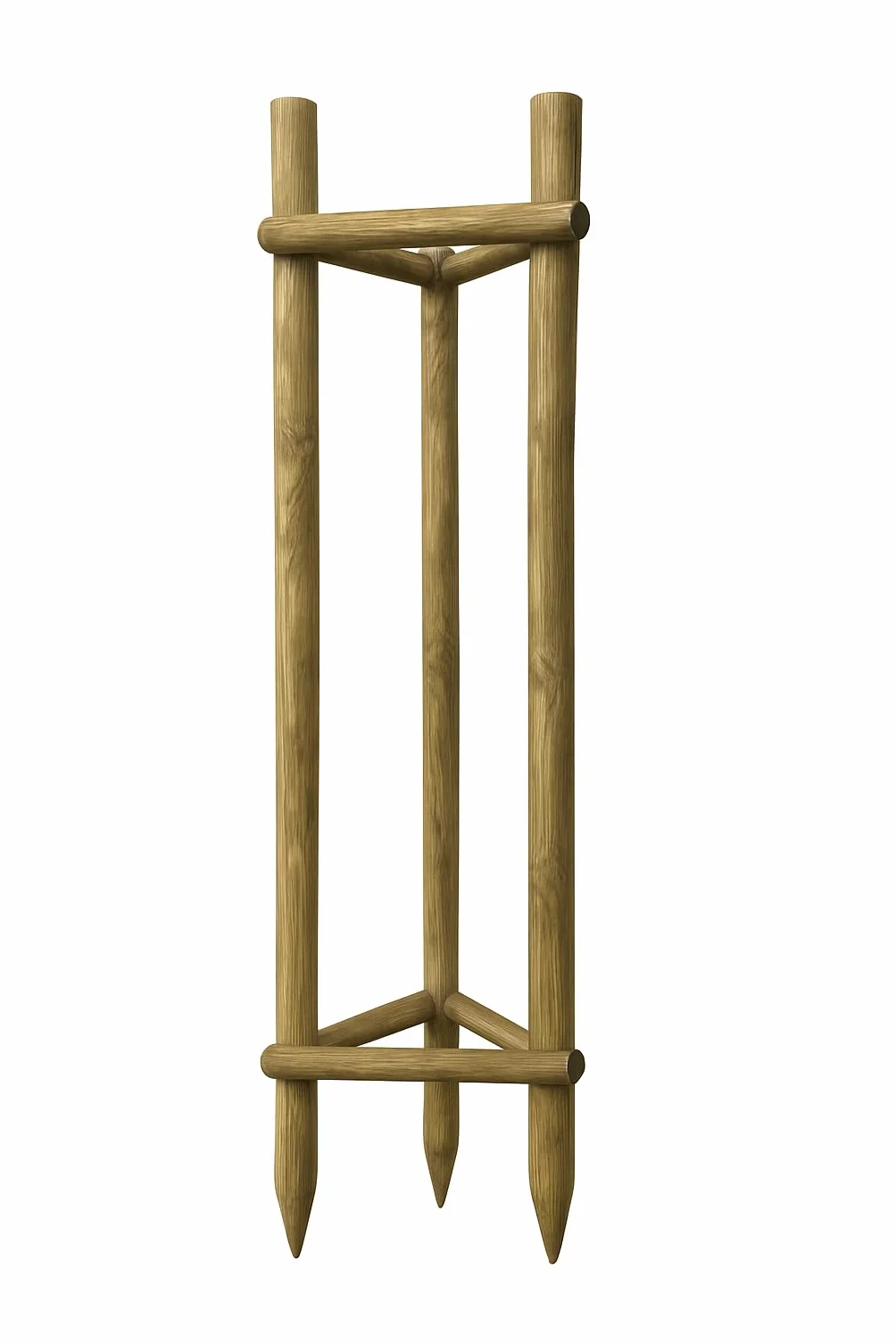Kit Tutto Incluso per Sostegno Alberi ø 7 cm x 220 cm con 3 Pali in Legno, 3 Cinghie Nere e 6 Semipali in Legno per Fissaggio e Supporto Piante
