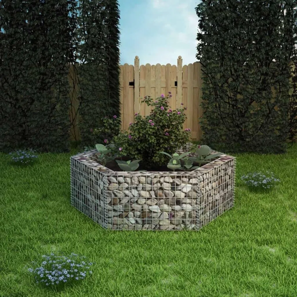 vidaXL Gabbione Letto Rialzato Esagonale 160x140x50 cm Recinzione Giardino