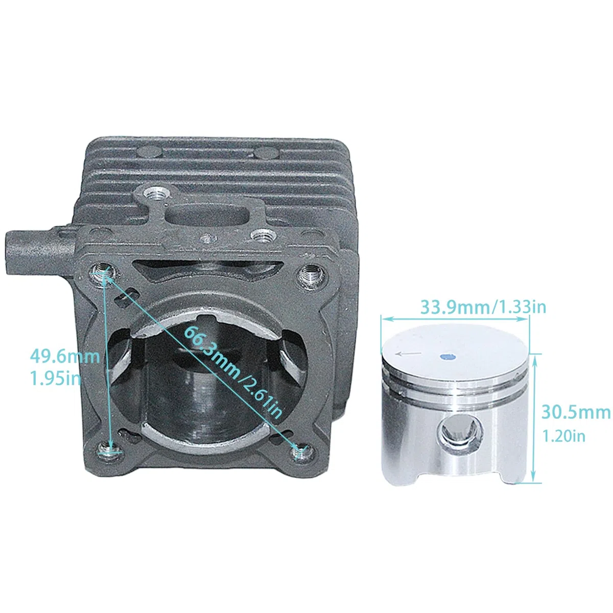 Kit silenziatore di Scarico pistone Cilindro 34 mm per Stihl FS75 FS80 FS85 FC75 FC85 Trimmer Sostituire 4137-140-0603, 4137 020 1202, 4137 020 1201
