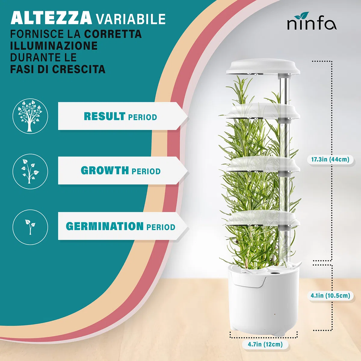 Dafne Smart Garden mini serra, idroponica kit completo per coltivazione indoor, vaso smart autoirrigante con luce led per crescita piante, altezza regolabile e timer automatico (Bianco)