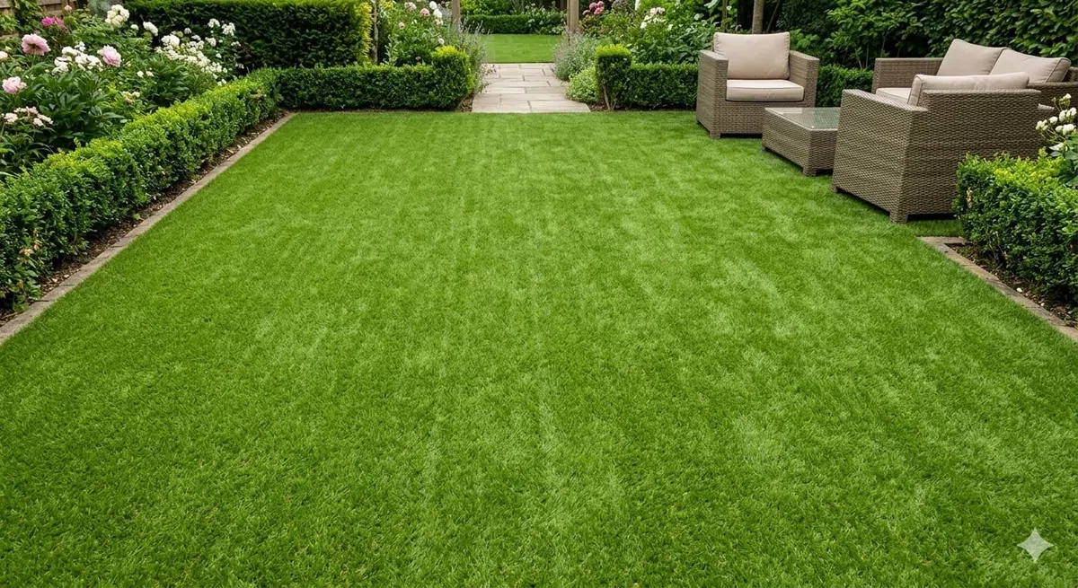 GrecoShop Prato Sintetico 2 * 25m = 50m² Tappeto Erba Artificiale Altezza 7 mm Manto Erboso Drenante per Giardino Terrazzo Balcone Esterno Realistico Resistente UV Facile Installazione