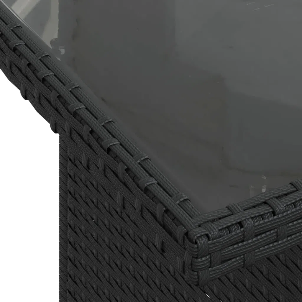 vidaXL Tavolo da Giardino Piano in Vetro Nero 100x55x73 cm Polyrattan