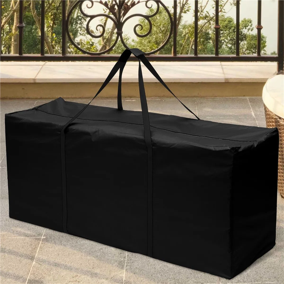 Organizer for mobili da giardino for esterni, borsa portaoggetti for cuscini, impermeabile, resistente, in tessuto Oxford antistrappo Per Cuscini(Gery 173X76X51cm)