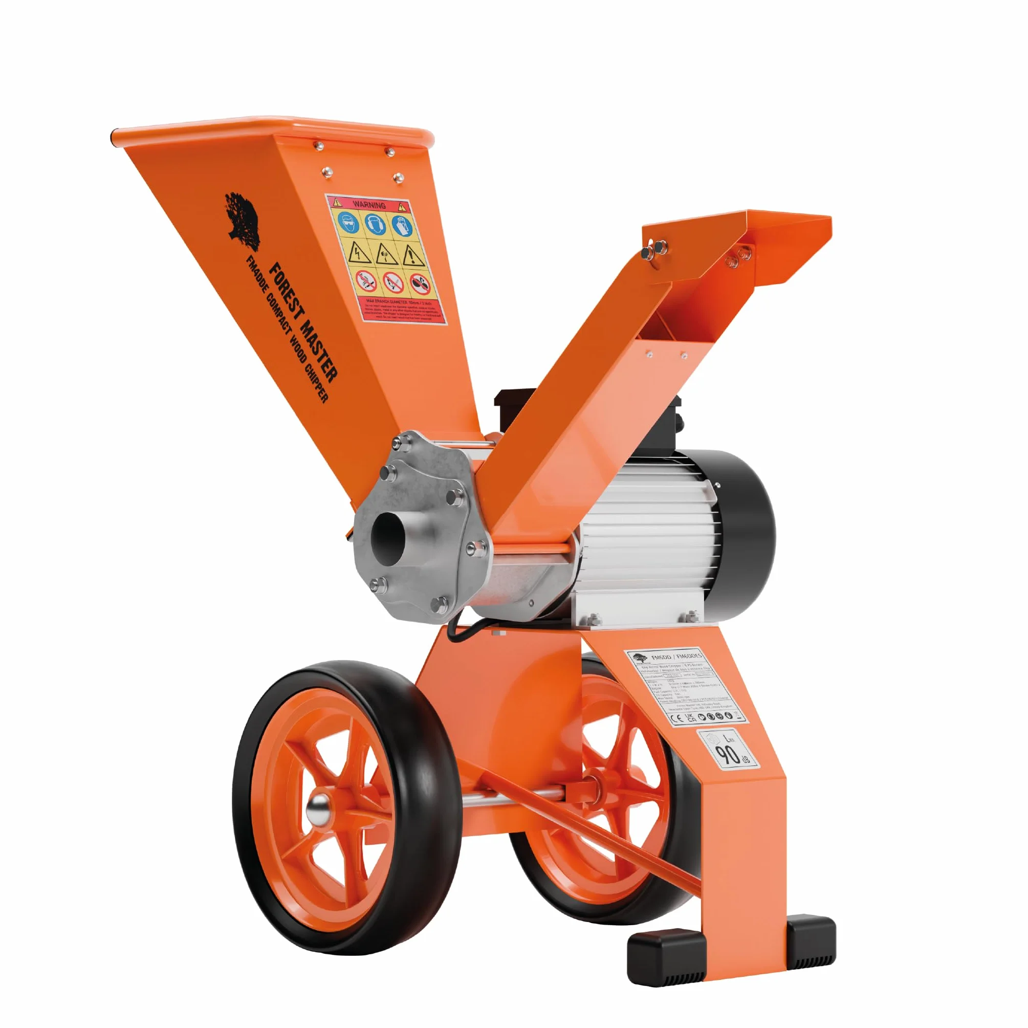 FM4DDE-EU-ADJ Cippatrice Elettrica 4hp con Tramoggia Rotante – Trasmissione Diretta, Compatta e Portatile – Sminuzza Rami fino a 50 mm di Diametro con Sistema Anti-Blocco Migliorato e Spina EU