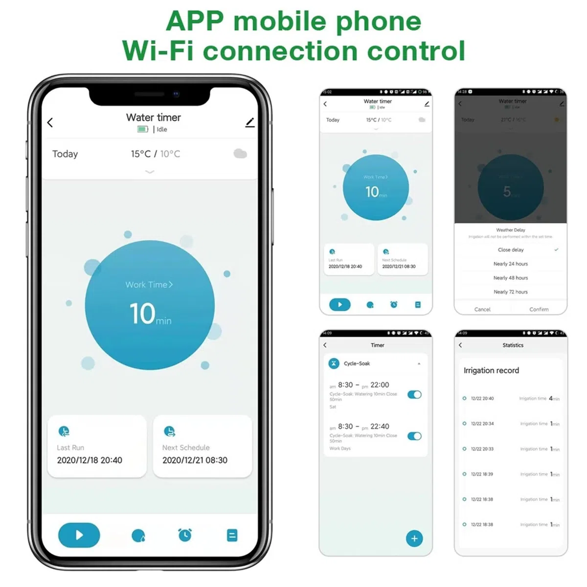 Programmatore di irrigazione. Timer for irrigazione da giardino intelligente Wi-Fi da 3/4", regolatore di irrigazione a goccia, valvola 'acqua, ritardo pioggia, irrigatore temporizzato programmabile T