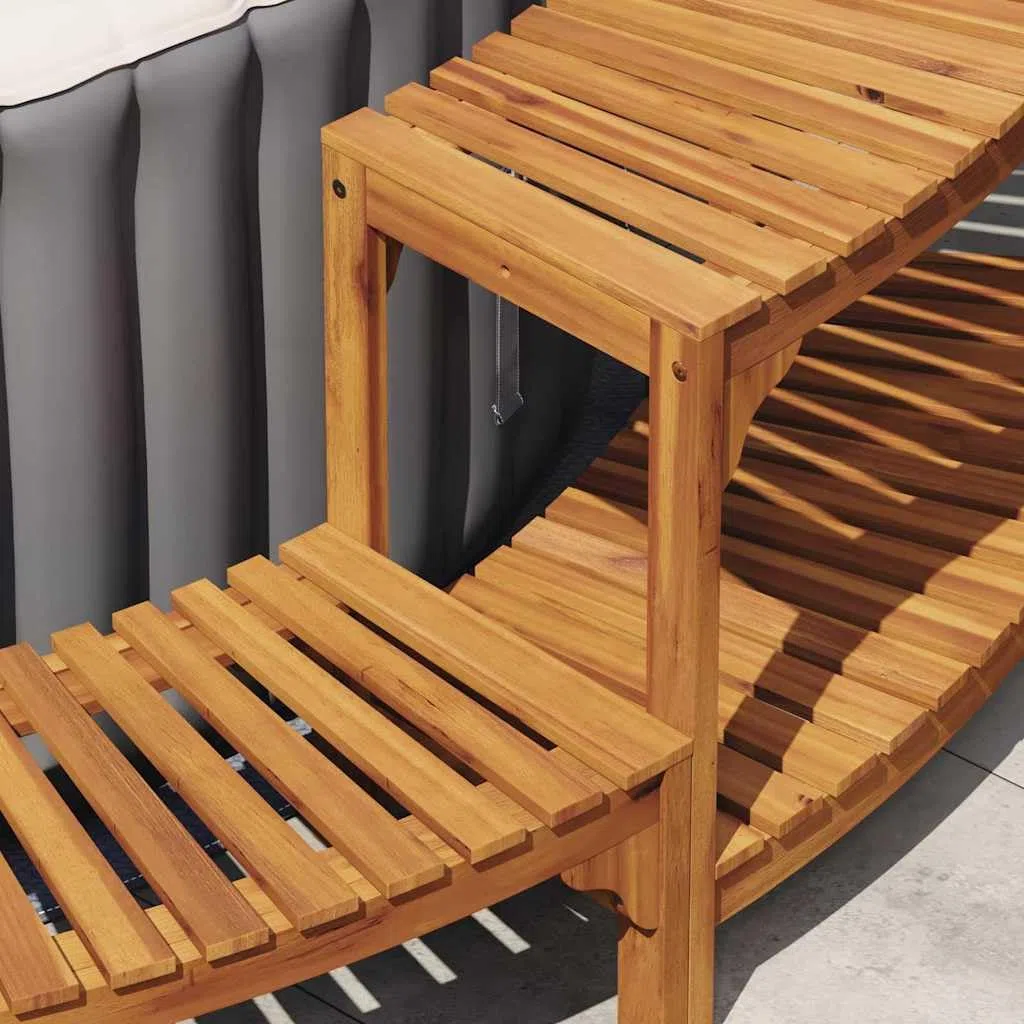 Bordo per vasca idromassaggio marrone, in legno massello di acacia, diametro 255 x 55,5 cm, per piscina, vasca idromassaggio, accessorio per esterni, durevole e decorativo per giardino e