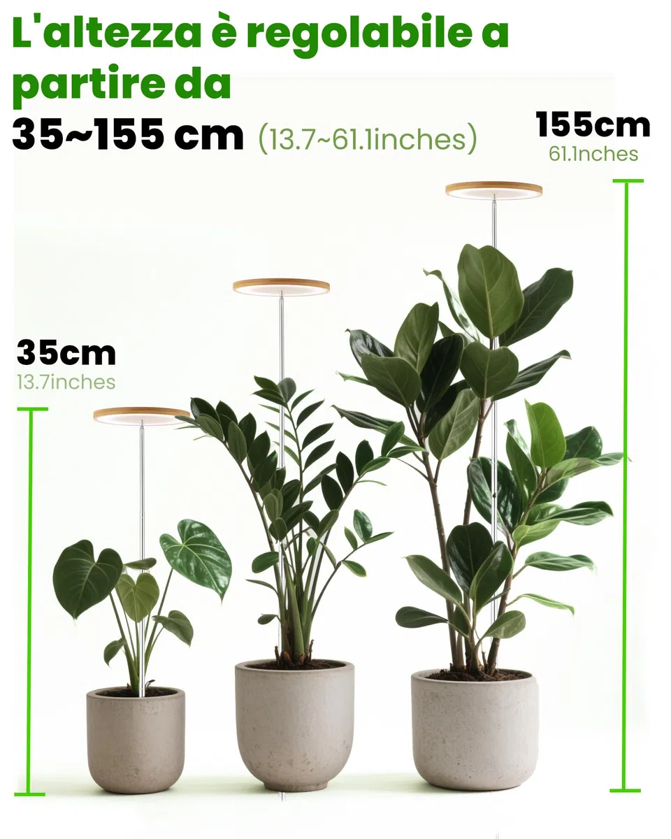 Lampada per la crescita delle piante d'interno, LED Grow Light Full Spectrum, altezza regolabile, timer automatico, bassa tensione di sicurezza da 5 V, idea per grandi piante