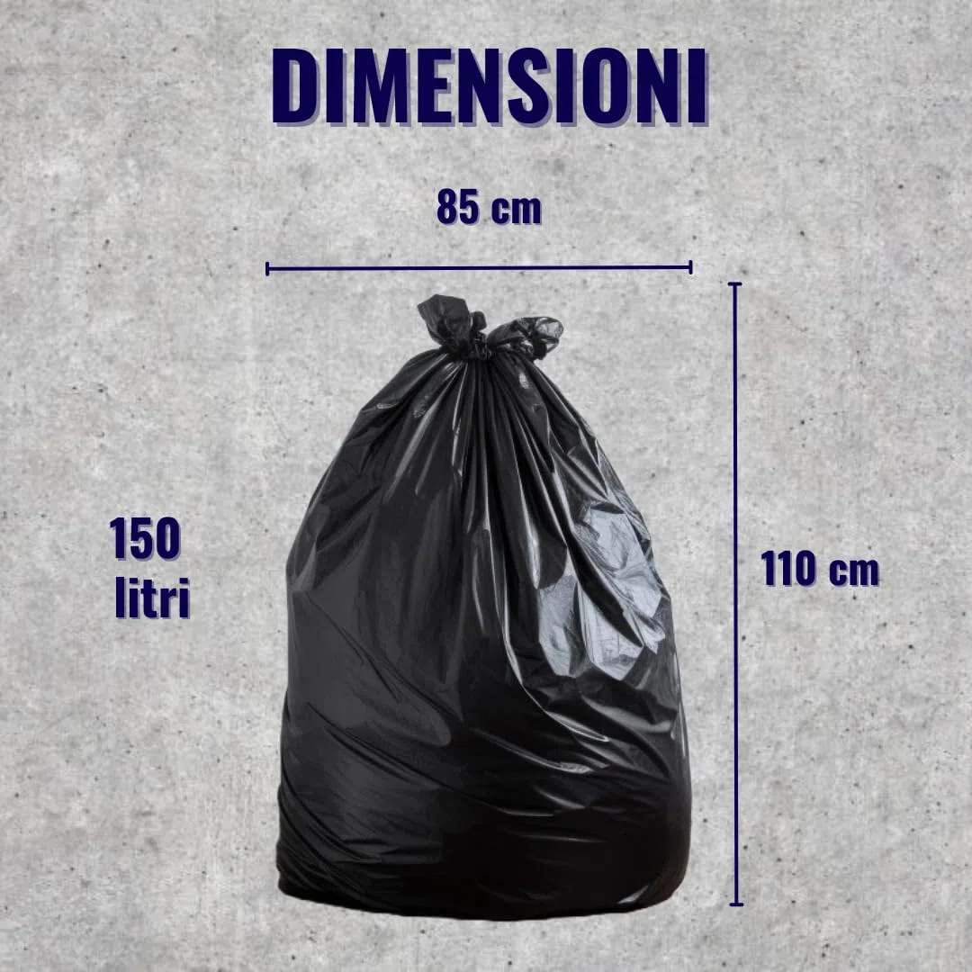 MAYA 30 Sacchi Neri Grandi Resistenti 85x110 cm, 150 Litri, Sacchi Spazzatura per Secchio e Pattumiera, Ideali per Bidoni Spazzatura Condominiali per Giardinaggio e Macerie