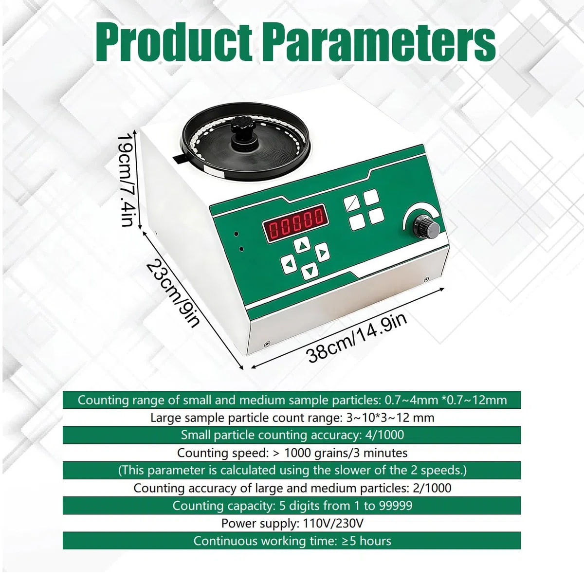 Contatore Automatico di Semi, Contatore Elettrico di Particelle di Grano | Display LED, Velocità Regolabili, Arresto Preimpostato, Conta 1-99999 Semi per Riso, Grano, Mais, Soia e Agricoltura(white)