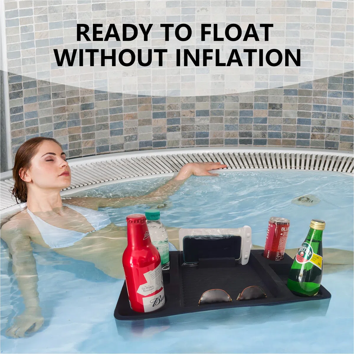 Portabevande galleggiante per piscina e vasca idromassaggio, tavolo da portata portatile, accessorio intelligente per il nuoto, versatile bar di ristoro per feste