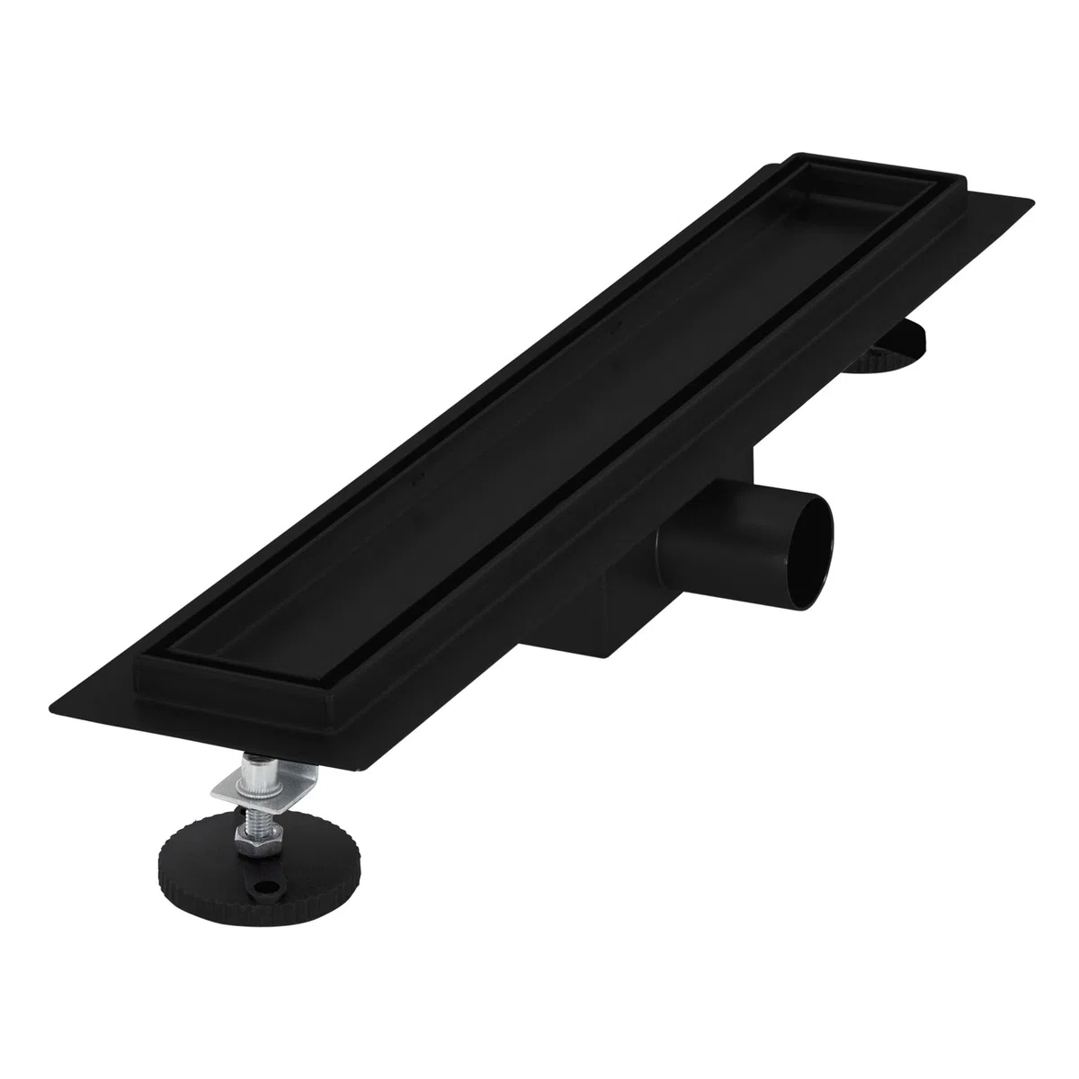 LuxeBath Canaletta per Doccia 50 cm 2 in 1 Drenaggio Piastrellabile in Acciaio Inossidabile Nero Canalina Scarico a Pavimento per Bagno Set Completo di Fissaggio Sifone a Canale con Filtro per Capelli