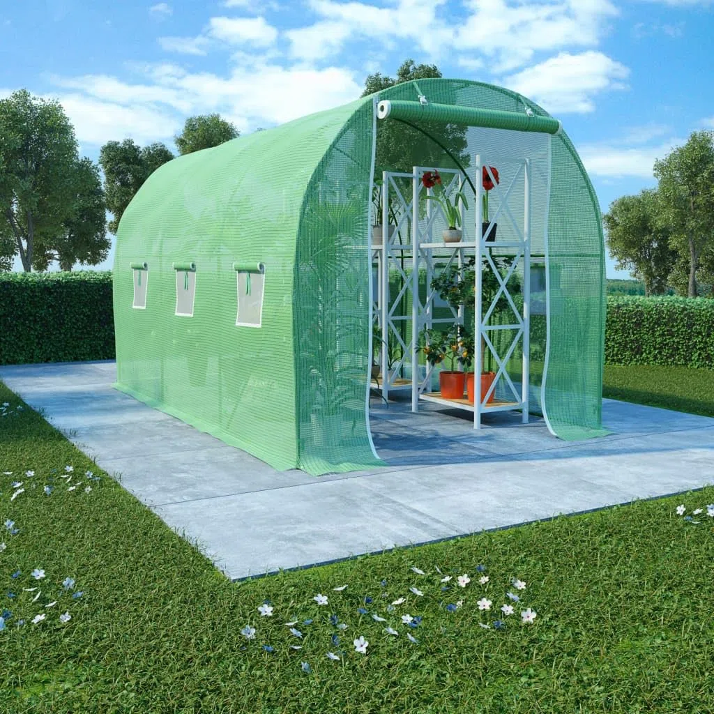 vidaXL Serra Vivaio Orto Giardinaggio Riparo per Piante Frutteto Domestico Aiuola Arredo Struttura Tunnel Giardino in Acciaio 3,43x2x2 m