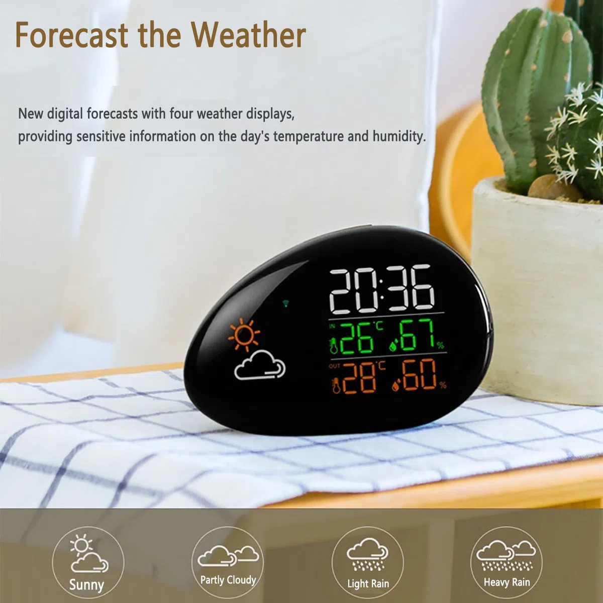 Monitor di umidità E Temperatura, Termometro Igrometro Digitale per Interni Ed Esterni con Display a LED E Sveglia, Luminosità dello Schermo Regolabile su 3 Livelli per Officine, Magazzini E Serre