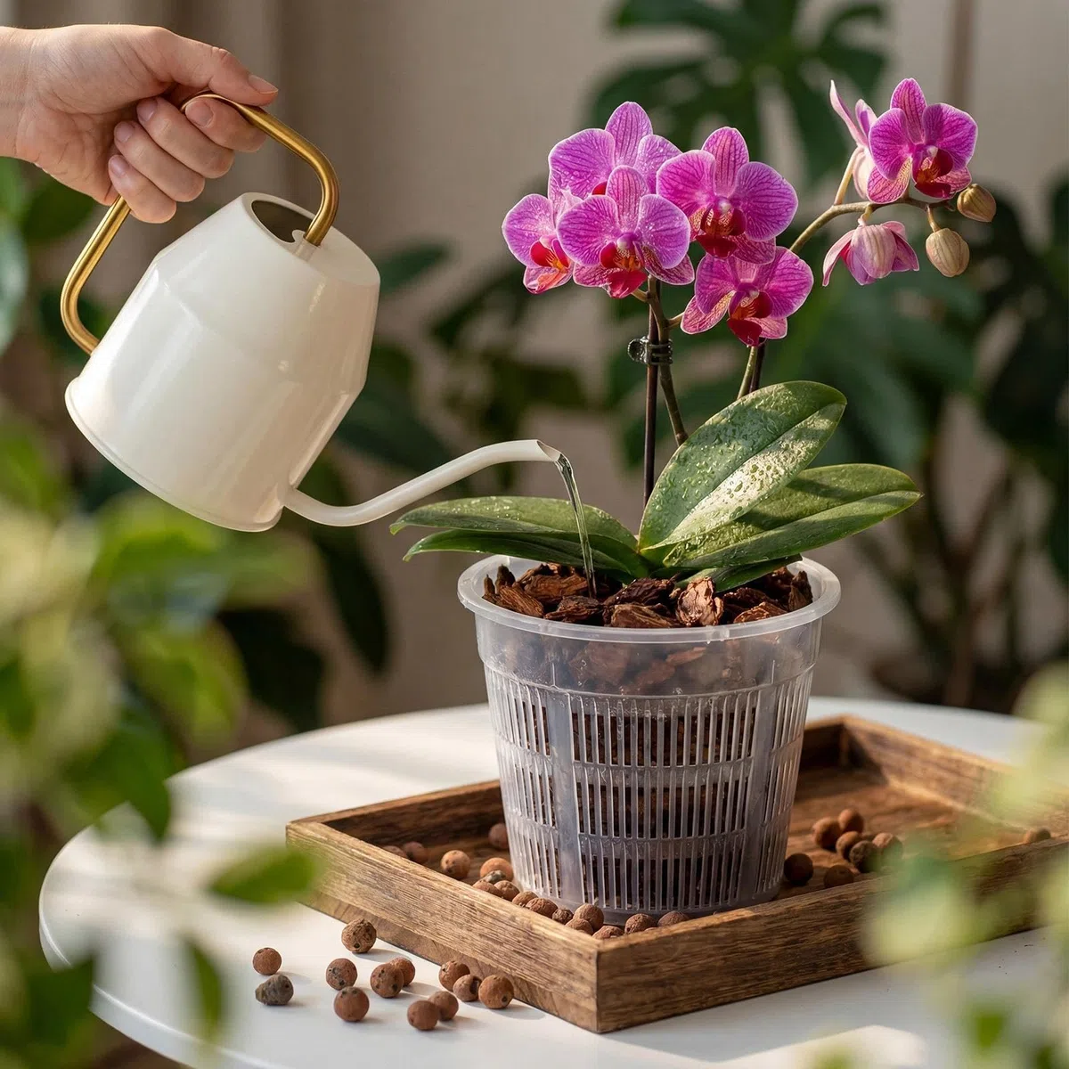 Set da 9 Vasi Trasparenti per Orchidee in Plastica, 11/14/16 cm con Foro di Drenaggio, Vasi per Piante da Interno, Fioriere, Balcone e Giardino, Cachepot per Orchidee e Piante da Appartamento