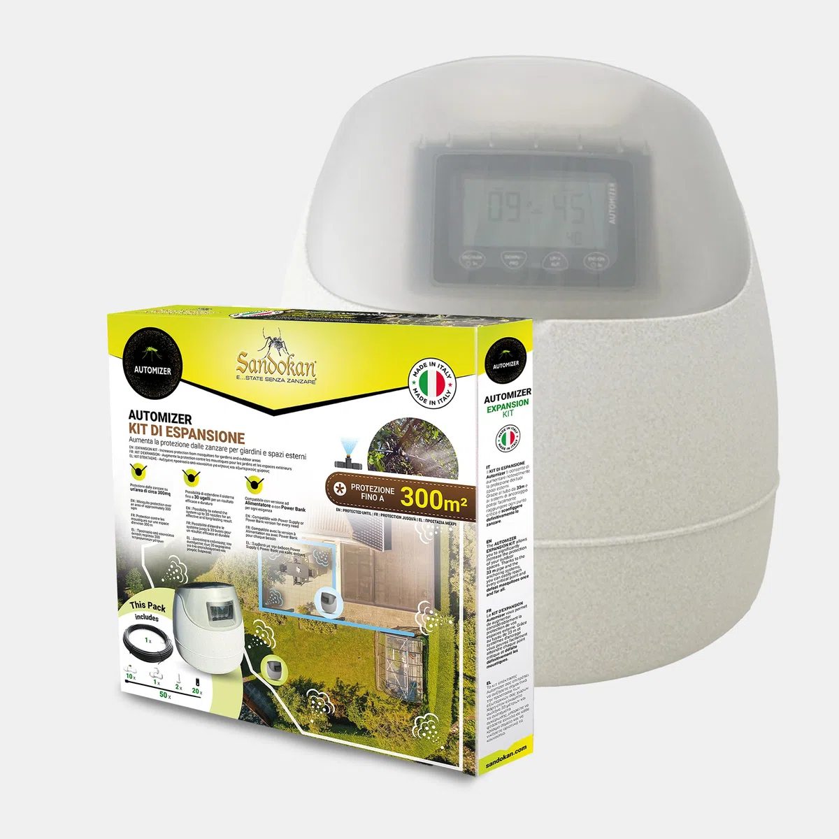 Sandokan, Kit Espansione per Automizer, Set Aggiuntivo con 10 Ugelli Nebulizzatori in Ottone e 33 Metri Tubo – Accessorio per Sistema Antizanzare Automatico Estensione Copertura +300mq Made in Italy