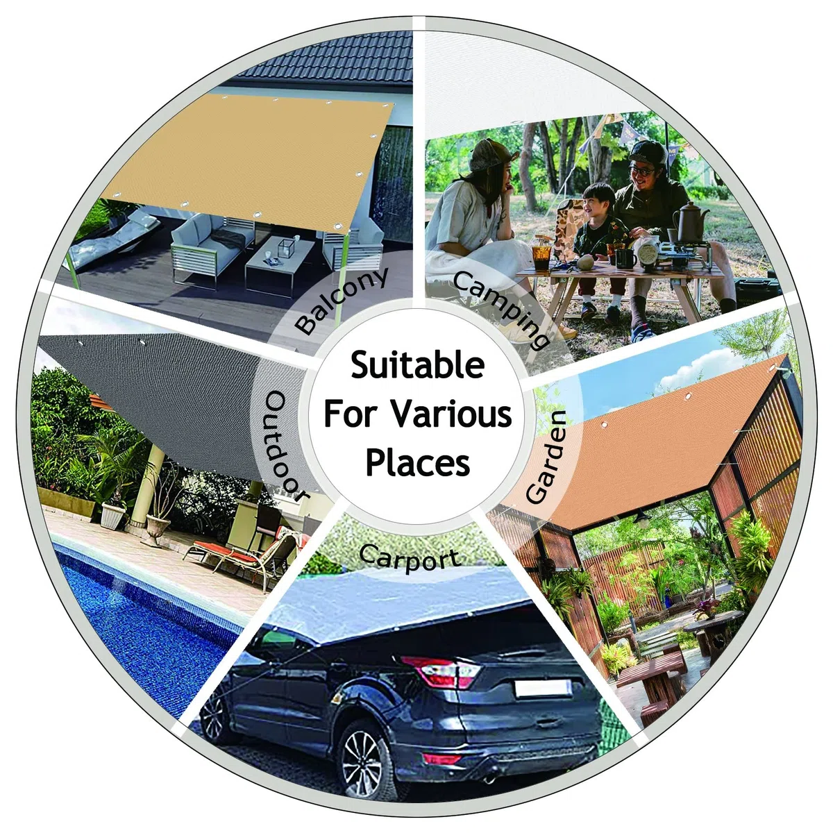 Parasole rettangolare 5 x 10 m, protezione UV e tessuto impermeabile, occhielli e cinghia per uso esterno, ideale per patio, giardino, prato, cielo blu