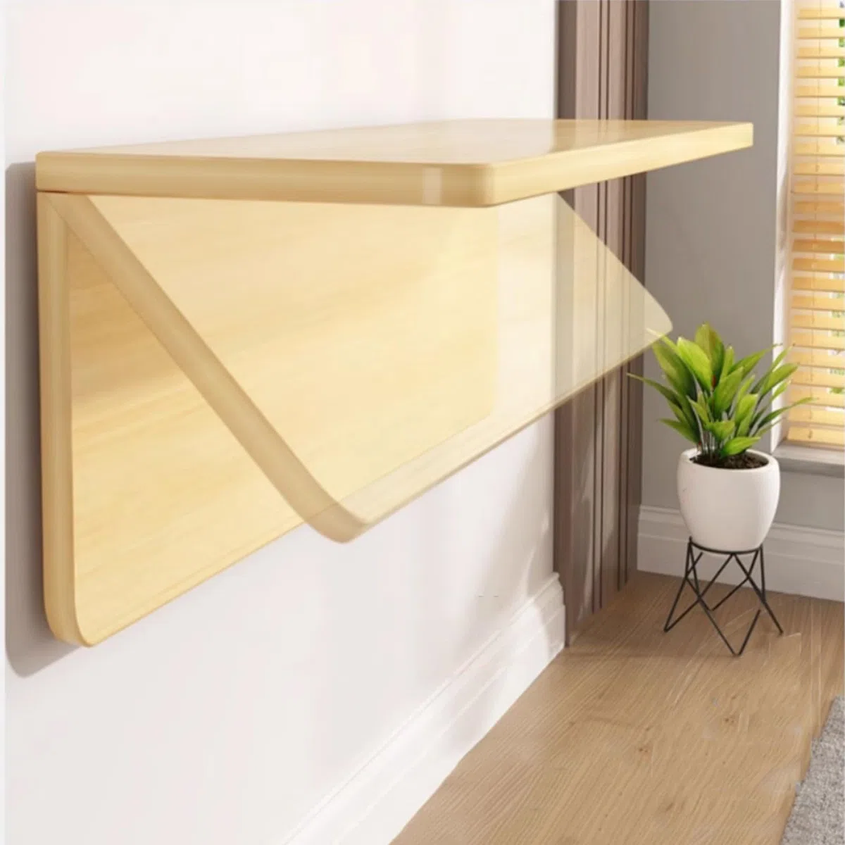 Scrivania da parete pieghevole – Tavolo da pranzo e scrittura galleggiante salvaspazio per piccoli piccoli, scrivania da cucina Cact con viti, legno h (50 cm x 40 cm)