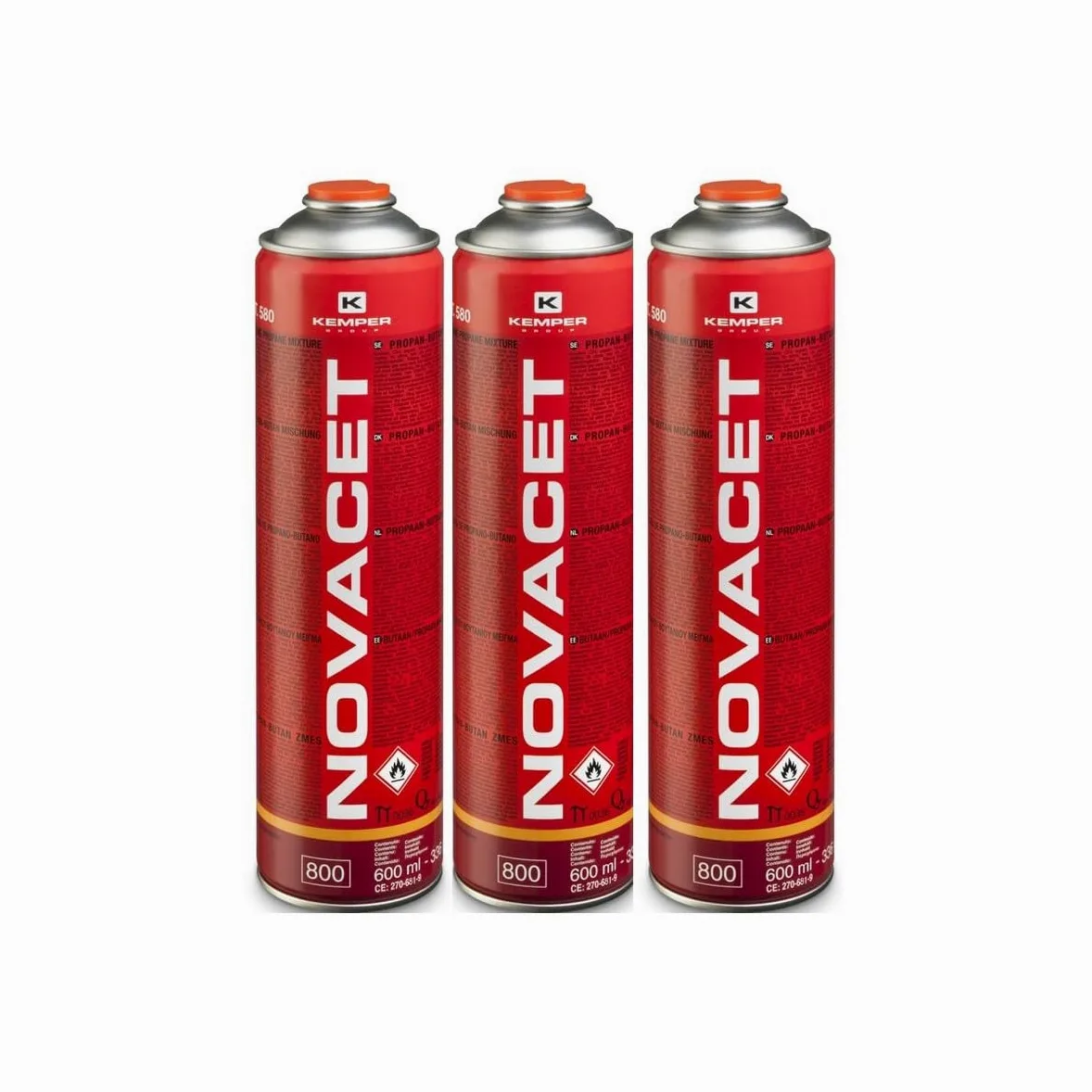 Kemper - 3 cartucce di gas 330 g propano mix NOVACET 600 ml caramella gas universale valvola 7/16