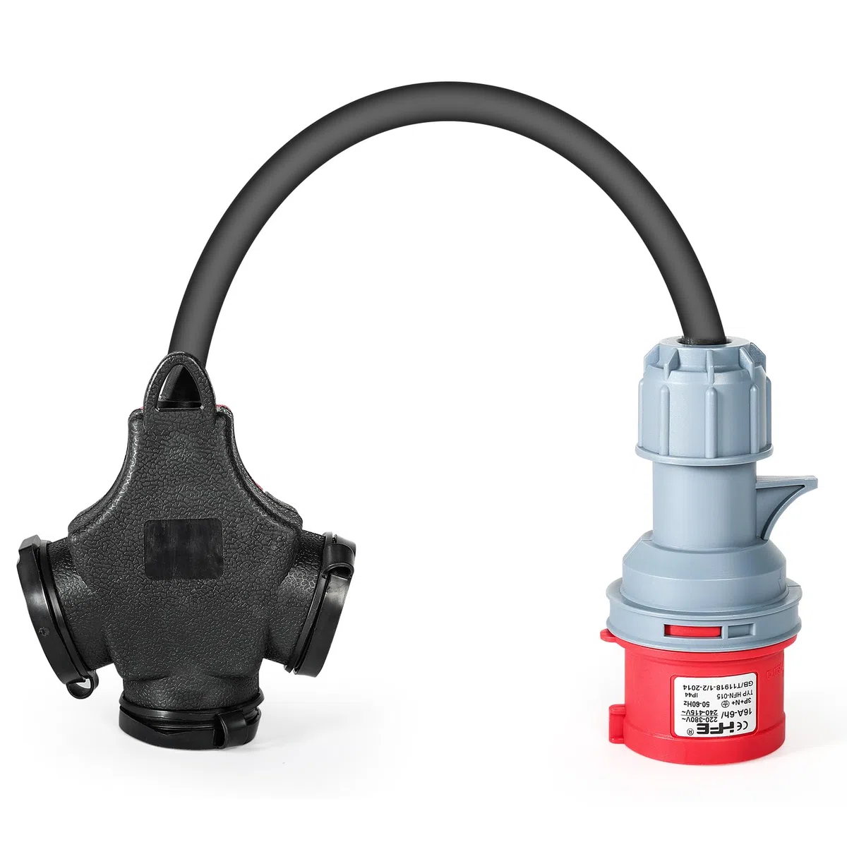Adattatore CEE 16A 400V maschio a 3 * 230V CEE a Schuko con 5*cavo di alimentazione da 2,5mm² IP44 per la conversione di carica di caravan/yacht, conversione di potenza industriale.