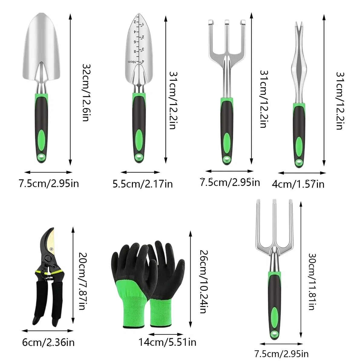 Attrezzi da Giardinaggio 8 Pezzi Acciaio Inossidabile Per Piante | Kit Manuali Da Giardino Fiorito Per Interno Esterno e Principianti Ideale per Scavo Diserbo e Trapianto