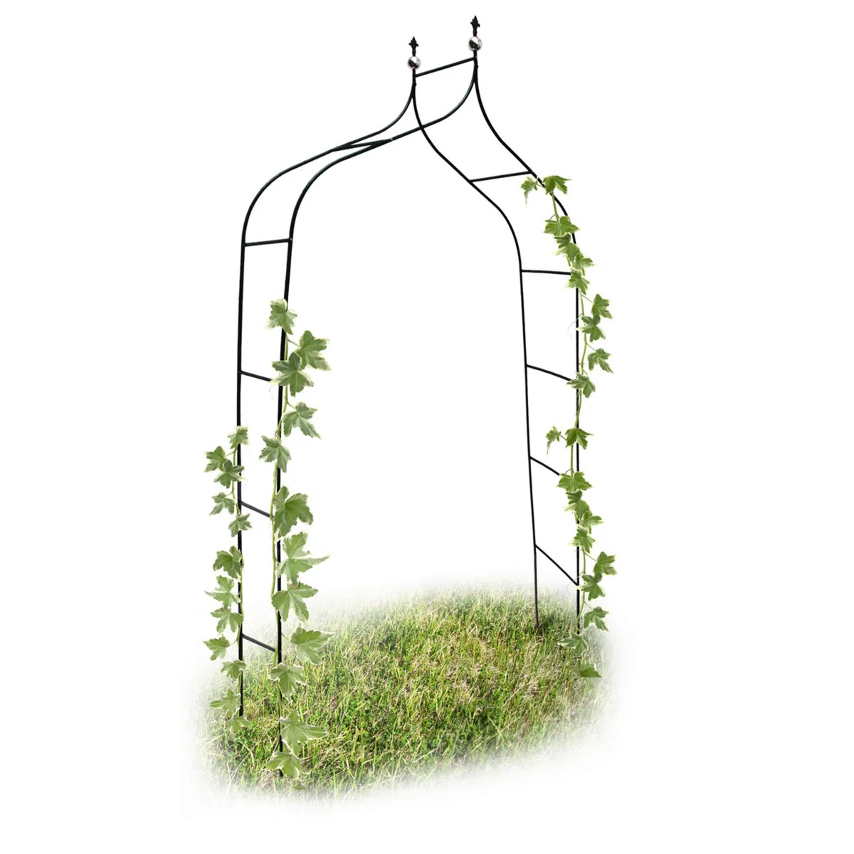Relaxdays Arco da Giardino Decorazioni per Il Giardino Arco Piante Rampicanti, Metallo, 2.4 mt, Verde Scuro