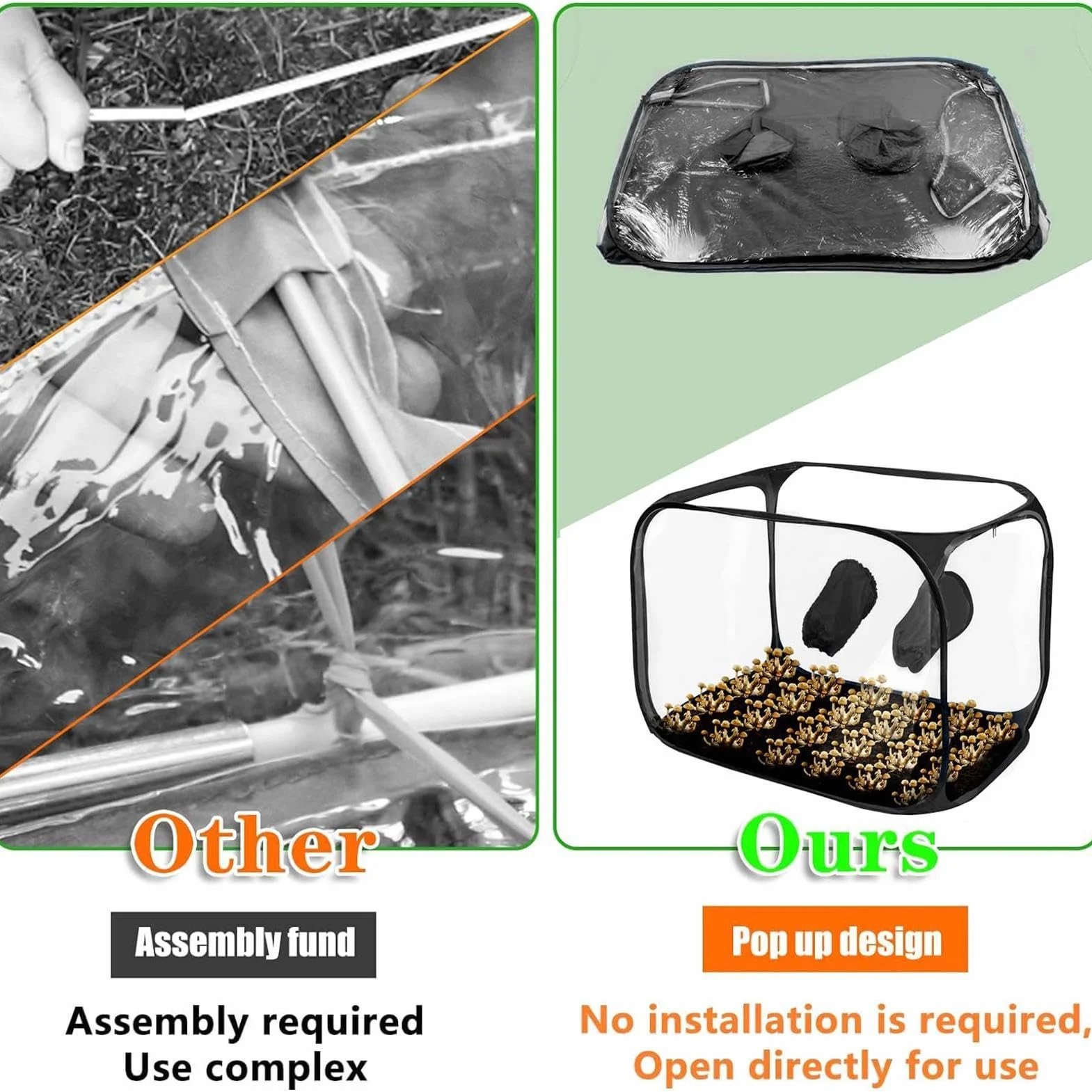 Mushroom Still Air Box - Borsa per piantare funghi, stazioni di propagazione della tenda | Borse per la coltivazione di funghi Forniture per orticoltura, contenitori pieghevoli dal design pop-up per