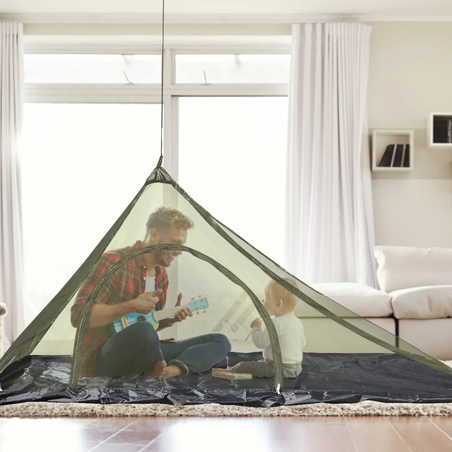 EFUTURETIME Zanzariera da Campeggio, 220 x 120 x 100 cm, Zanzariera da Viaggio Leggera, Portatile, Tenda Anti-zanzara con Porta Cerniera per Letto da Campeggio, Escursionismo, Verde