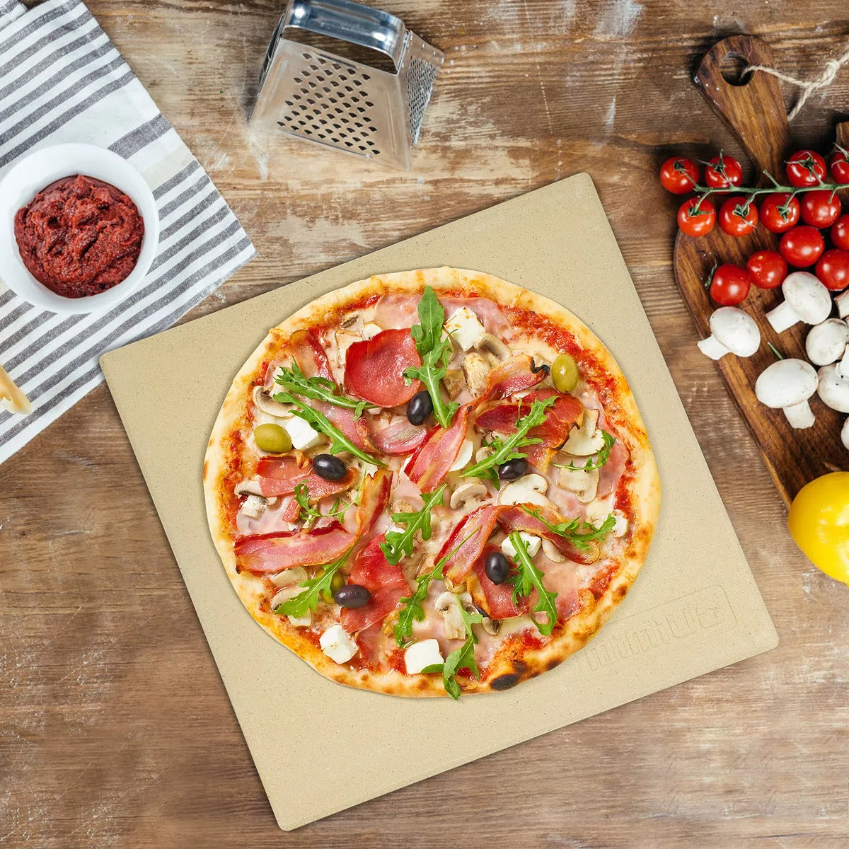 Mimiuo Pietra refrattaria per Cottura Pizza, Cordierite Rettangolare per Pizza o Pane（33 * 33CM）, per Ooni Forno