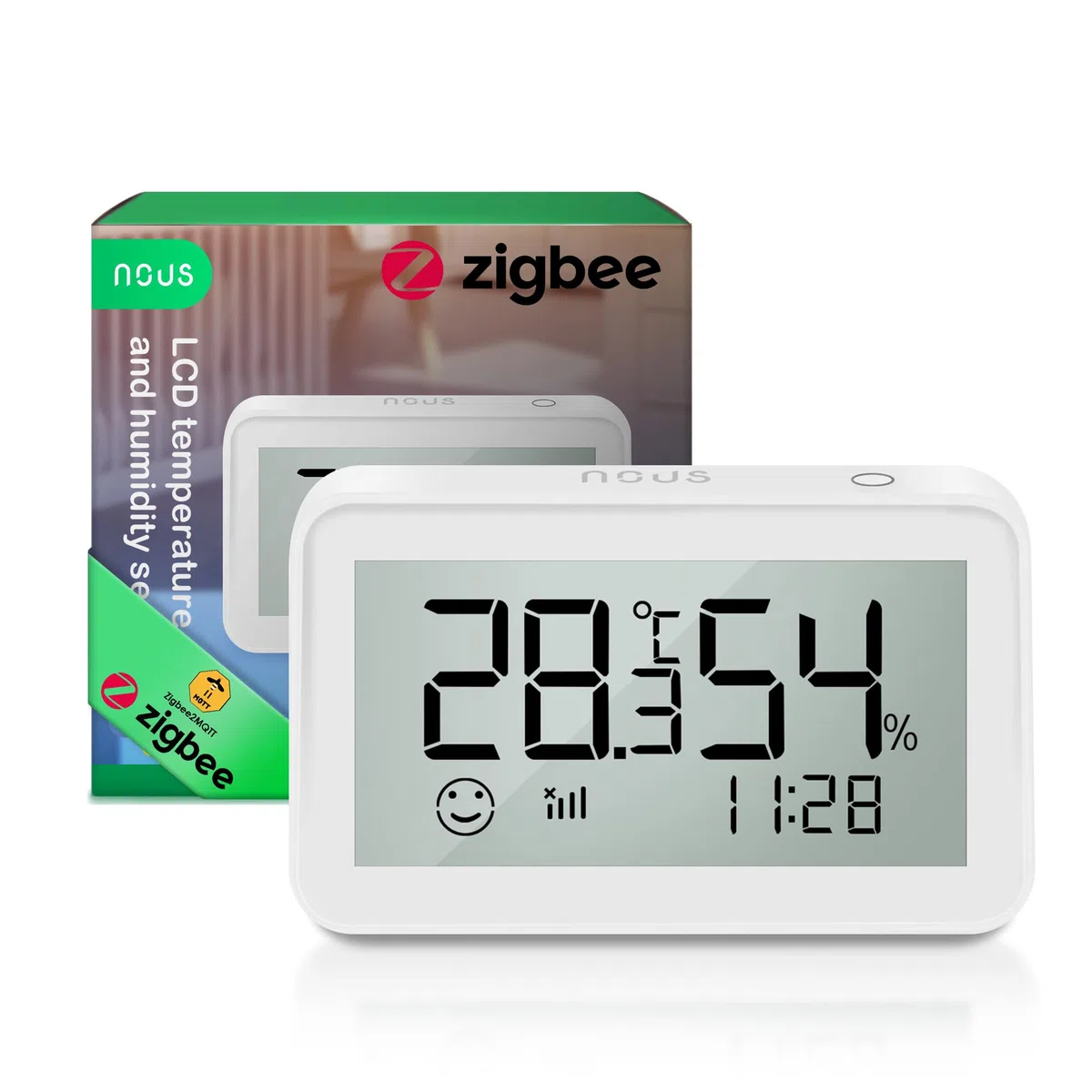 NOUS E6 Sensore di temperatura, termometro intelligente igrometro, sensore di temperatura ZigBee digitale Alexa ZigBee TUYA vita intelligente, MQTT, ZigBee2MQTT