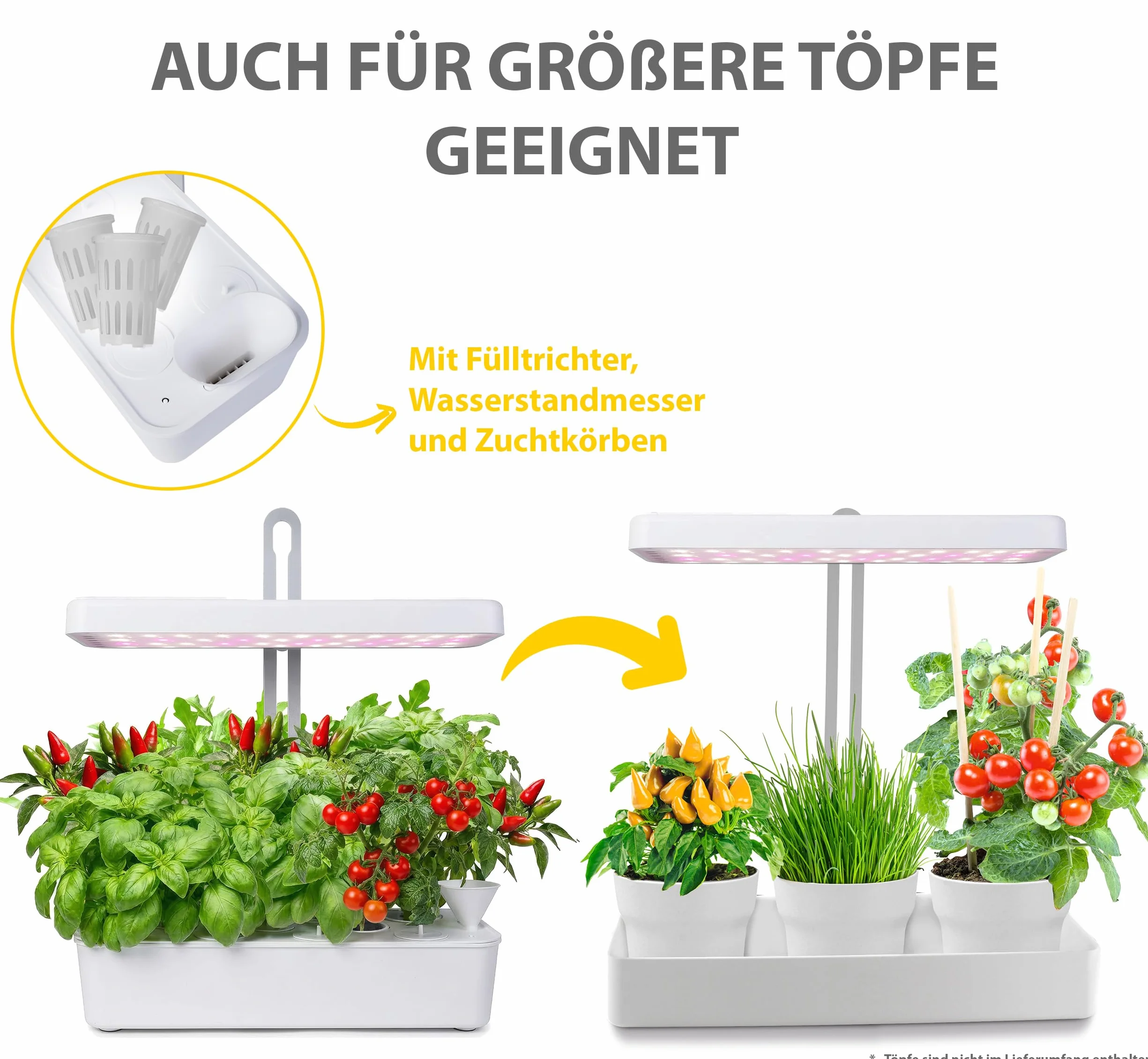 Northpoint Sistema di coltivazione idroponica a LED, lampada per piante, per giardino di erbe aromatiche, lampada da serra, 22 W, 1350 lumen, 10 piantine, altezza regolabile, timer