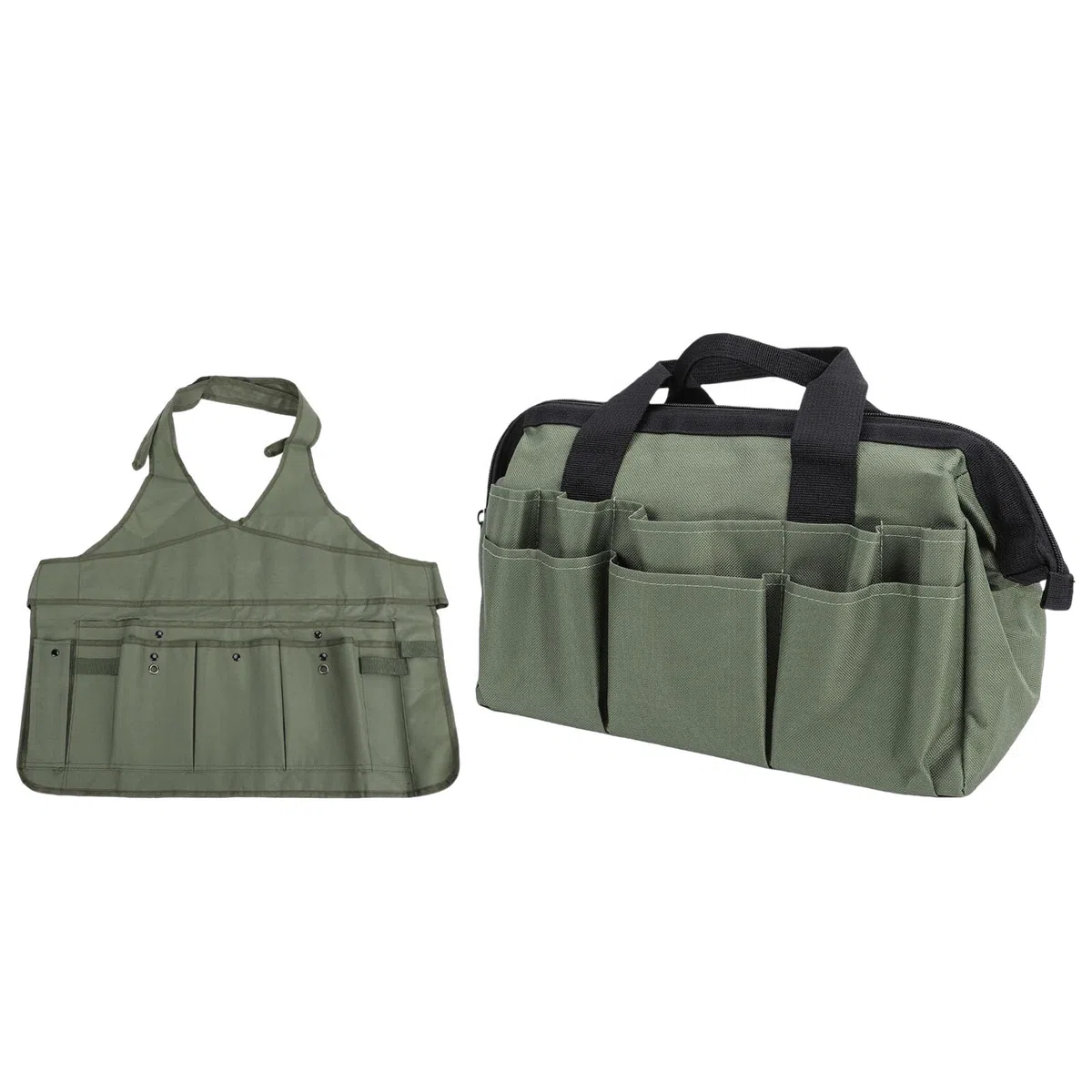 Set di Attrezzi da Giardinaggio, Attrezzi Manuali da Giardino in Ferro e Legno di Pino da 9 Pezzi con Borsa per Grembiule, Pale Ergonomiche Rastrelli Zappa per Piantare Scavare Coltivazione
