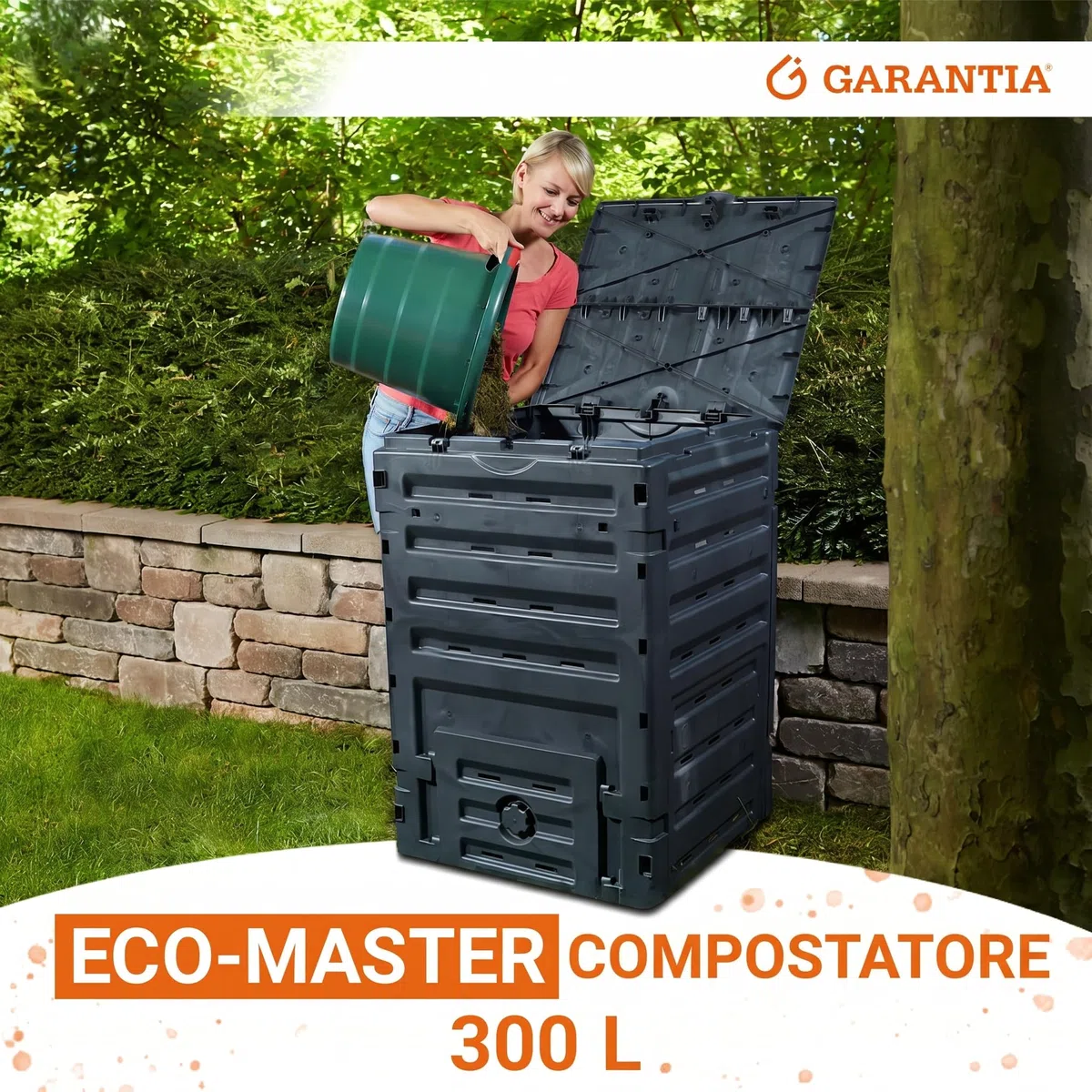 GARANTIA ECO-MASTER compostiera in plastica 300 litri nero