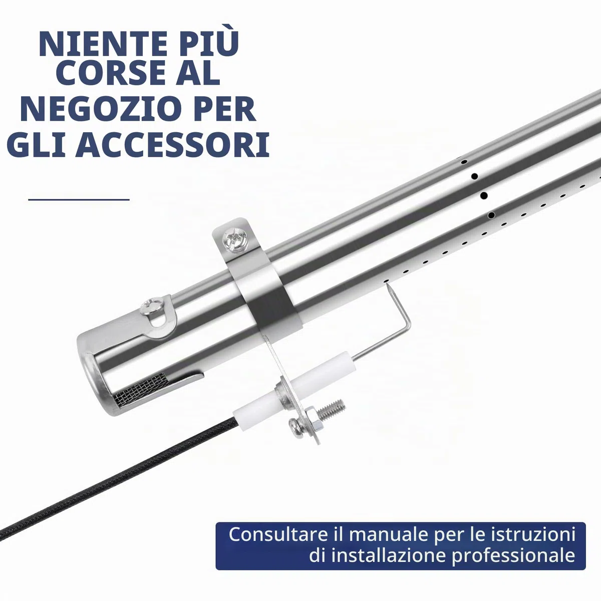 Denmay 31-44 cm Bruciatore regolabile per Landmann, Taino, Enders, per Campingas, Charbroil, per Tepro, Napoleon, tubo bruciatore universale in acciaio inox, pezzo di ricambio, 4 pezzi