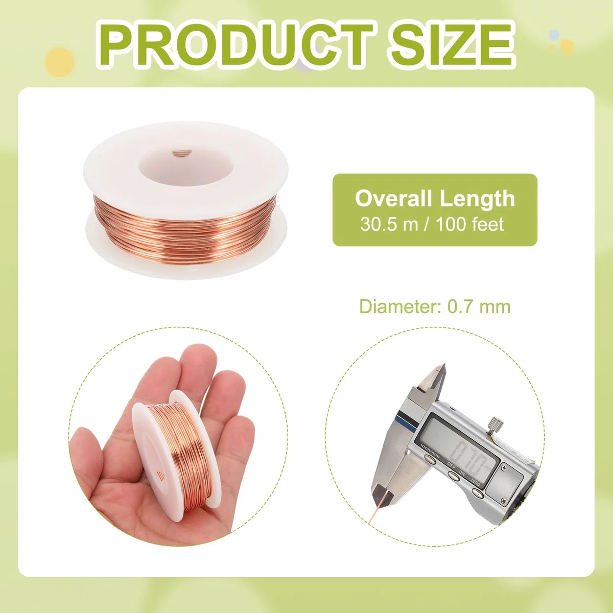 PATIKIL Filo Di Rame Puro Al 99.9% Per Creazione Di Gioielli 21 Gauge (0.7mm) Filo Di Rame Per Artigianato 100 Piedi Forniture Per Creazione Di Gioielli E Perline Per Artigianato